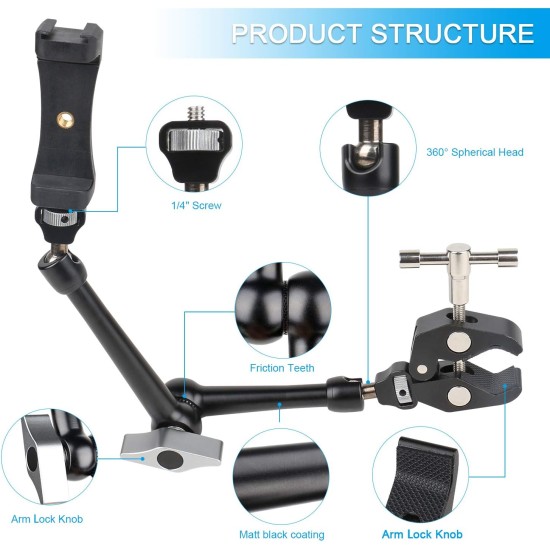 Cayer Articulating Magic Arm with Super Clamp and Phone Holder Cayer Articulating Magic Arm with Super Clamp and Phone Holder